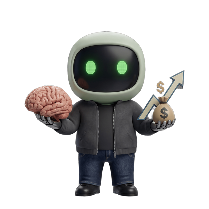 Novvo AI agent holding a brain and a business growth symbol
